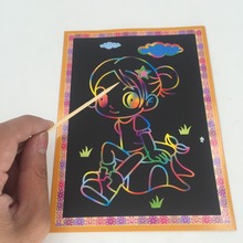 10pcs Colorful scratch paper HOT new Drawing Sand painting puzzle learning & education classic toys for children building W002