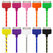 1m Nylon Netting Data Charger Charging Cable Adapter Cabo Kebel For Apple iPhone 4 4S iPad