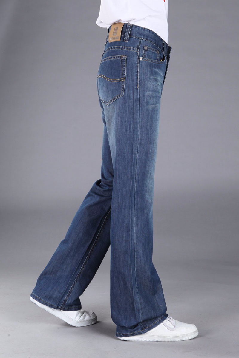 blue flare trousers