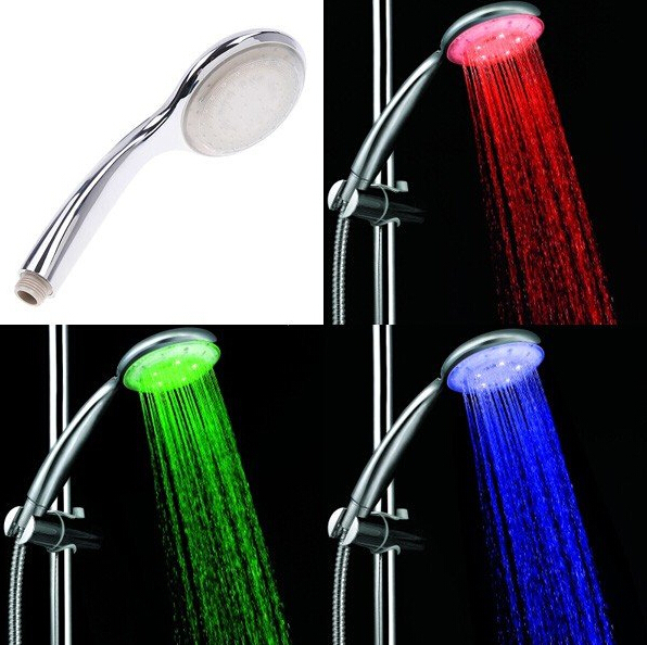 2015 Romantic Comfortable Temperature Detection Watersaving Shower Head LED Rain Shower Head Bathroom Waterfall Shower Head