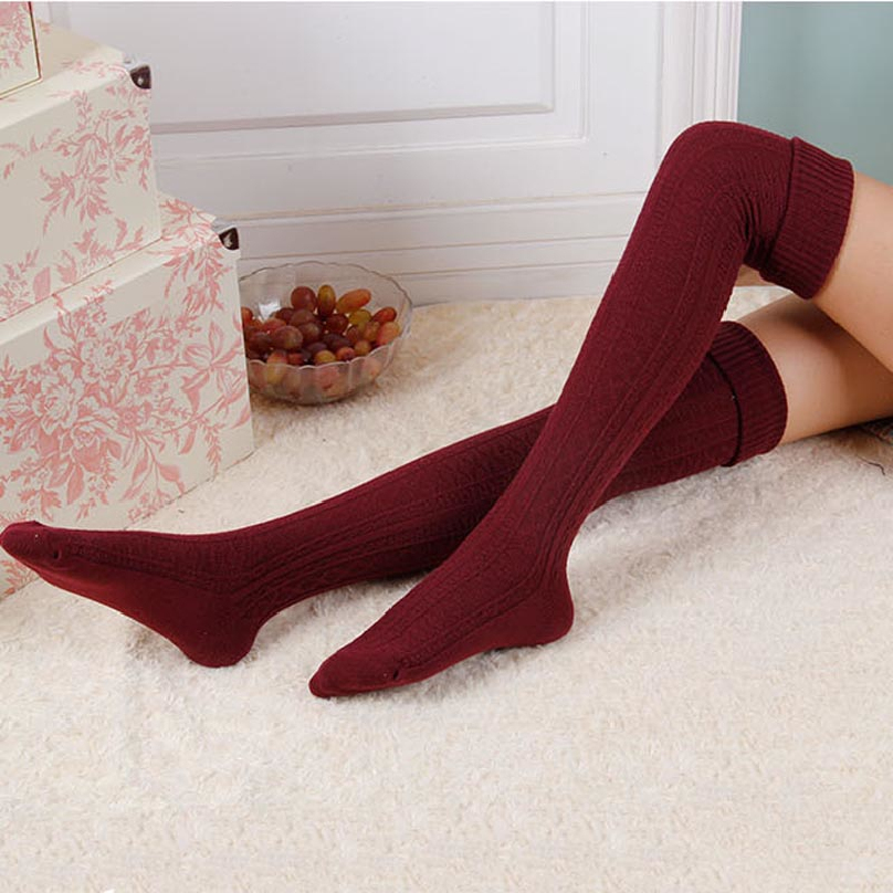 2015 NEW 8 Colors Fashion Sexy Thigh High Over The Knee Socks Long Cotton Stockings For