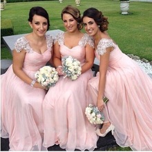 Long Cap Sleeves Backless Plus Size Maid Of Honor Dresses For Weddings Light Pink Bridesmaid Dresses Robe Demoiselle D’honneur