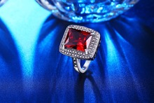 White gold filled Wedding Rings For Women Ruby Red CZ Diamond fashion Silver Jewelry Cubic Zircon