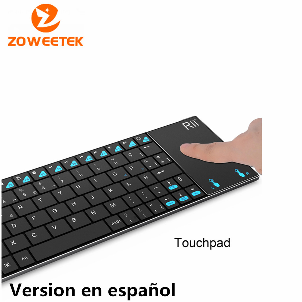 Zoweetek Original Rii mini i12 2.4GHz Spanish Teclado Wireless Keyboard withTouchpad for PC, Android TV Box, Smart TV, PC