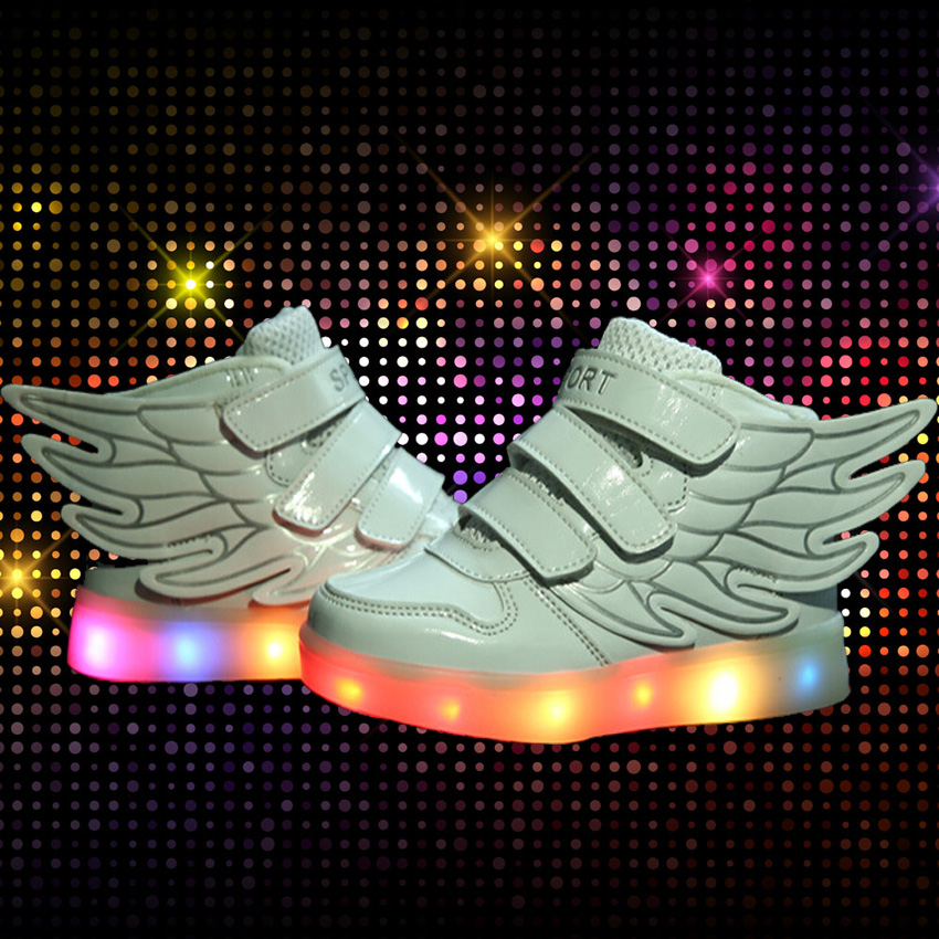 Children Shoes With Light Up Sneakers For Kids USB Charging Sole Luminous Sneakers Led Shoes Girls Boys Light Shoes With Wings