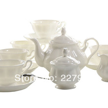English White Ceramic Bone China 15 Piece Tea Set Tea Service Coffee Set