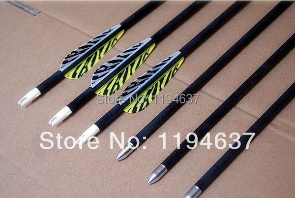 Free shipping LOONG carbon arrow 12 pcs lot 31 tiger stripe TPU vane spine 400 archery