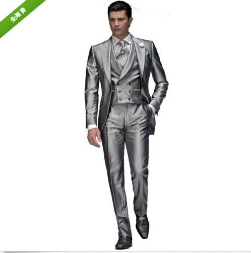 5-1 ne Button Groom Tuxedos Best Man Peak Lapel Groomsmen Men Wedding Suit 