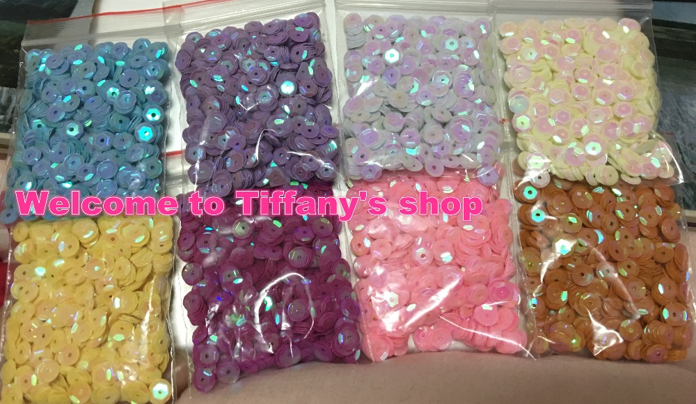 6000Pcs/Lot AB 8 Color Per Set 6mm CUP Round Glitter Loose Sequins Paillettes Sewing Wedding Craft Hair Accessory DIY