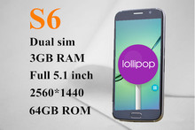 Dual sim s6 phone original MTK6592 Octa Core s6 mobile phone 3GB RAM 2560*1440 FHD android 5.0 smartphone kikat cell phone
