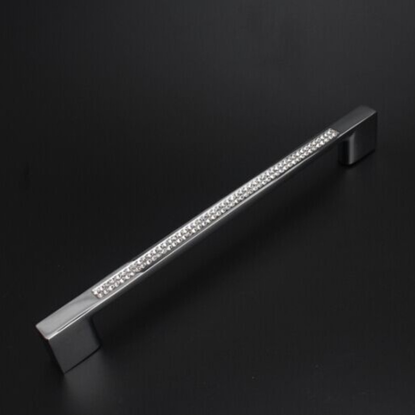192mm hion luxury diamond furniture decoration large handle crystal silver wardrobe kichen cabinet wrdrobe door pull handle 7.6