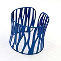 Fashion Women cuff bangle PVD Blue colors stainless steel band wide open bangle bracelet female gift