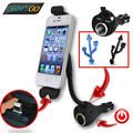 Car Phone Holder with Dual USB Charger Cigarette Lighter Socket Mount Stand For Cell Phone GPS