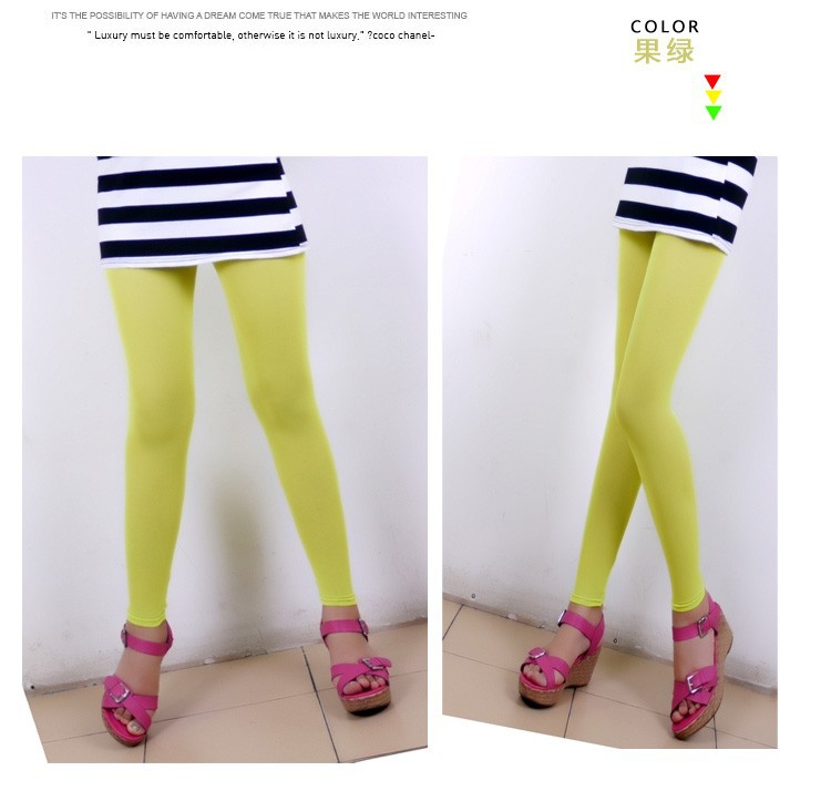 Manocean korean style Candy colors cotton thin middle waist soft solid translucent nine cents women leggings 102811 (26)