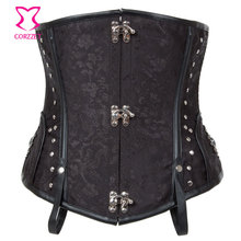 Black Steel Boned Waist Cincher Corselet Plus Size Waist Training Corset Underbust Steampunk Corsets Burlesque Gothic Clothing