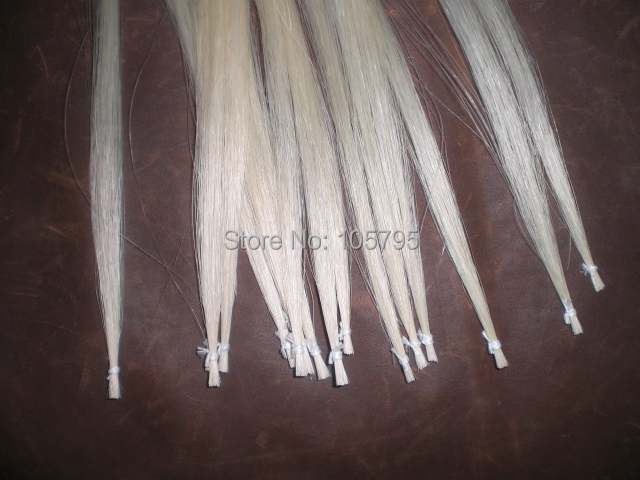 Фотография 15 Hanks Best Quality Siberia Violin Bow Hair White Horse hair unbleached stallion hair
