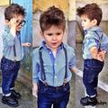 Fashion Baby Boys Jeans Pants Striped Shirt Children s Sets Tuxedos Costume Pantalon Homme kids clothes