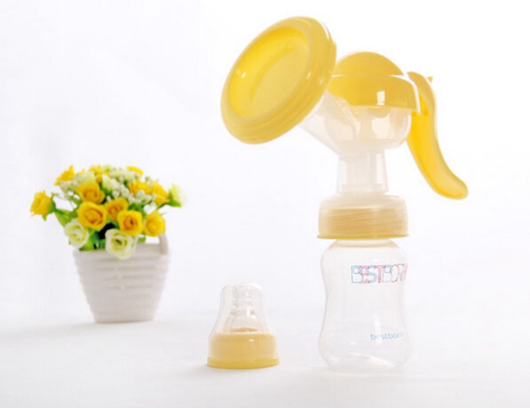 150ml Yellow Breast Pump Manual Baby Milk Bottle Squeezing Pump Safety Maternity Suck Chest Children Kids Breast Feeding (5)