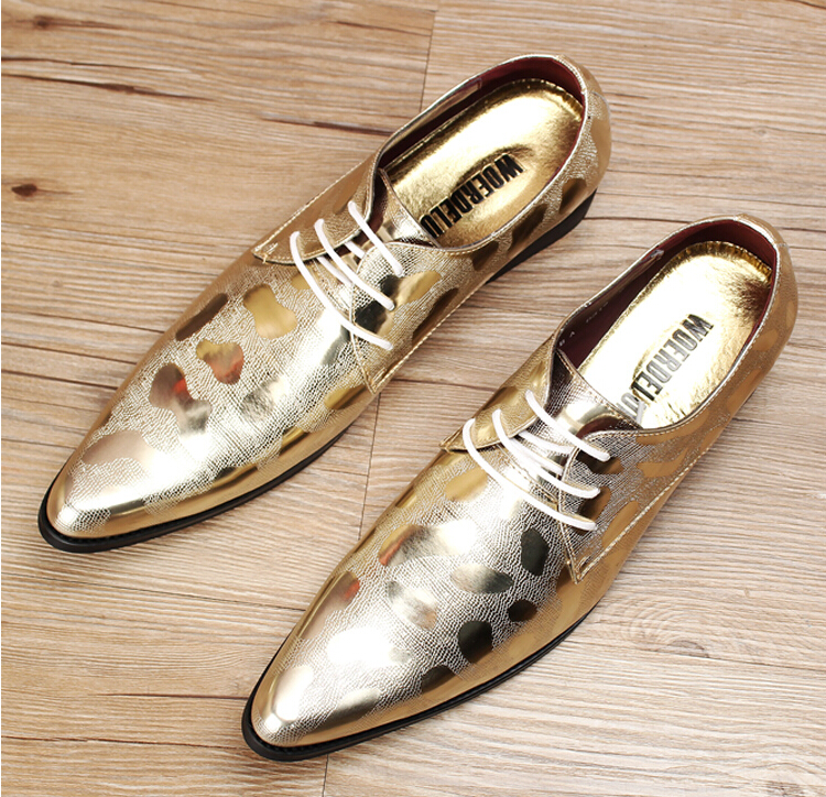 Brand Genuine Leather Oxford Shoes For Men silver Casual Men Oxford Shoes Gold Men Dress Shoes