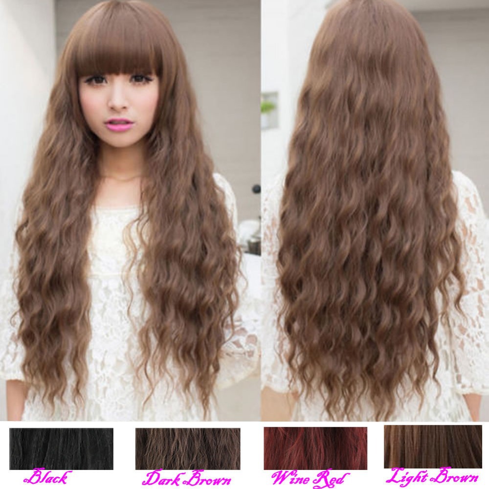 Classic Fashion Womens Lady Long Curly Wavy Hair Full Wigs Cosplay Party 5Colors