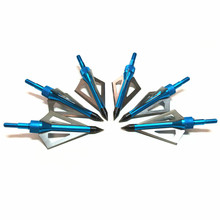 6pcs lot BLUE Hunting Arrowhead Aluminum Stainless Steel Broadheads 3 Blades Archery Arrowhead Arrow Release for