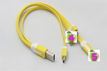 20cm 3 in 1 Colorful Micro Usb Flat Charge Cable For Samsung for Android Lenovo Smartphones