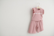 New Arrival Summer Fashion O neck Cotton Sleeveless Tank Tops + Wide Leg Pants Girls Sets Letter Print Casual Girl Clothing Set