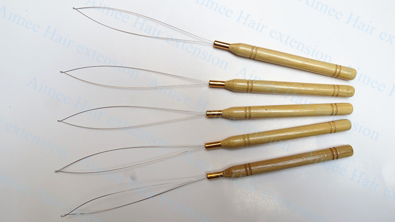 Free shipping 50pcs Lot Bamboo Handle Pulling Loop Needle font b Hair b font font b