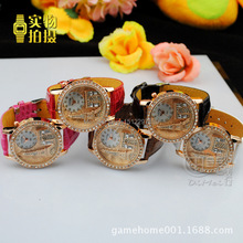 New fashion luxury brand Exquisite Women Watch Gogoey Emboss Eiffel Tower Rhinestone dress quartz leather strap
