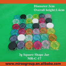 Free Shipping 50pcs clear 3g/3ml plastic cream jar, cream cosmetic container, 3g jars, 3g plastic cosmetic cream jar with lids
