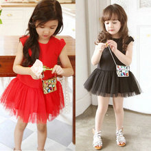 Baby Toddler One-Piece Dress Kid Girl Puff Sleeve Tulle Tutu Dress Party Dresses