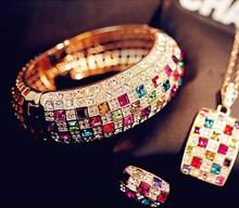 2015 Luxury Women Colourful Rhinestone Crystal Finger Dazzling Ring Jewelry