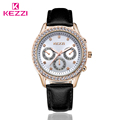 KEZZI Luxury Women Rhinestone Watch Fashion Leather Business Quartz Watch Ladies Dress Watch Casual Wristwatch Relogio