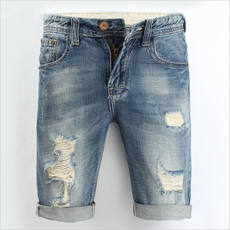 mens jean shorts distressed