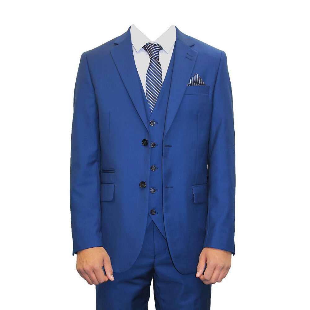 4.1 2015 new arrival herren anzug Two buttons Blue Suit 3 Piece (jacket+pants+vest+tie+Towel)Loose men suit costume homme
