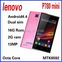 4G Oiginal Lenovo P780 mini p780w 4.5 inch octa Core android4.4 phones 2.0GHz MTK6592 2GB RAM 13.0MP 2800mAh battery Free ship
