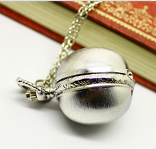 Joker clamshell Small white steel ball retro fashion necklace sweater chain quartz pocket watch XH002
