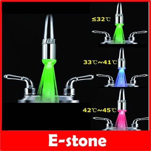 Temperature Sensor 3 Color Change RGB LED Light Water Tap Faucet Glow Shower A2