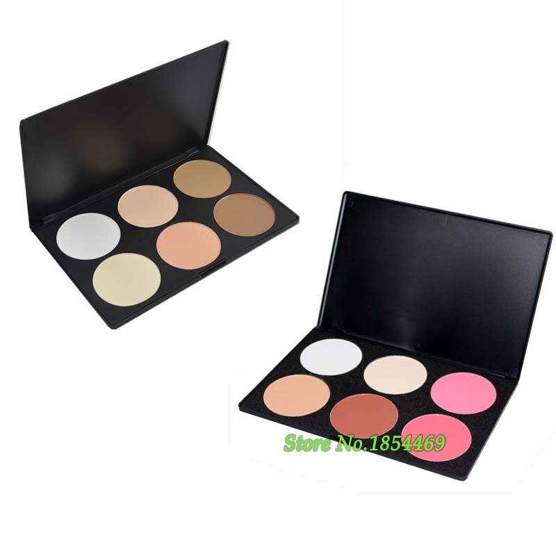 10pcs/lot Professional New 6 Color Makeup Cosmetic Blush Contour Face Power Foundation Makeup Palette Blusher Powder