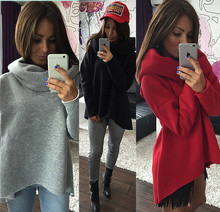 The New Winter Spring 2016 Women Jerseys Leisure Is Irregular High Collar Fleece Ladies Fleece Female Winter Wool Thickening