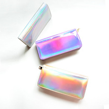 2016 Fashion PU Hologram Wallet Purse Laser Silver&Gold&Purple Make-up Bag Women’s Messenger Bag Mini Clutch Evening Handbag