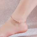 Top Quality 18KGP Rose Gold Plated Titanium Steel 2 layer Beads Anklet Fashion Brand Jewelry for