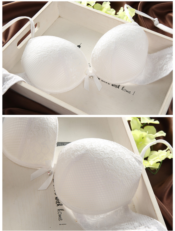 Japanese sexy lace underwear women thin deep V-neck push up comfortable vintage solid color bra set 2