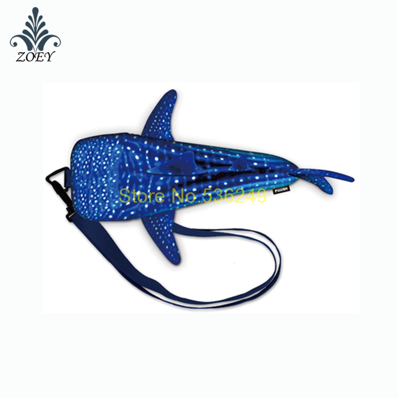 Blue Whale Shark Bag Colorful Ocean Fish Messenger Bag Creative 3D Fish Sling Bag