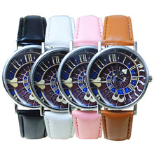 Unisex reloj 2015 moda mujeres hombres de la galaxia del corazón del amor de cuero de imitación correa cuarzo analógico reloj de pulsera