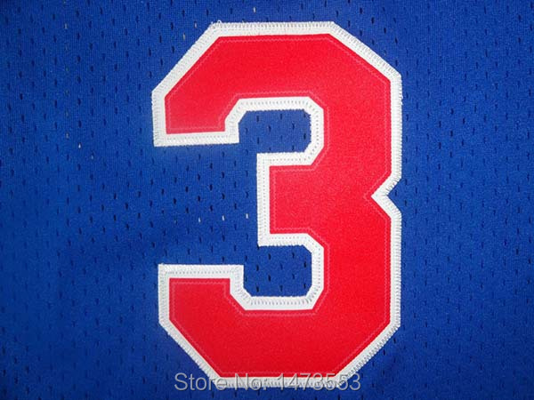 Philadelphia #3 Allen Iverson Blue Throwback Jersey Red Number_02