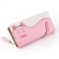 2016 New Cartoon Purse Adorable Lovely Cat Pattern Tassel Long Wallet Women Fashion High Quality PU