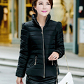 Women Ladies Winter Fashion Solid Zipper Pockets Standard Full Stand collar clothes Slim Warm Short Clothes