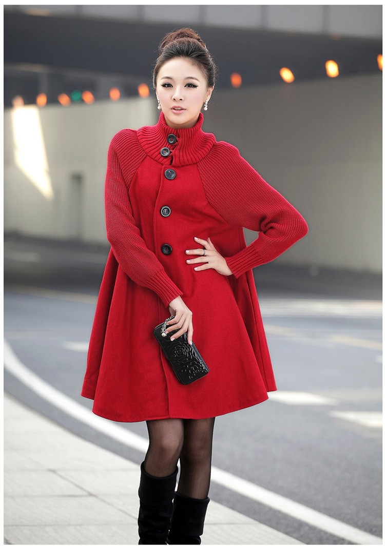  2015 New Winter trench Korean yards loose woolen cape coat woolen coat lady casual female outwear windbreaker women CT2 (4)