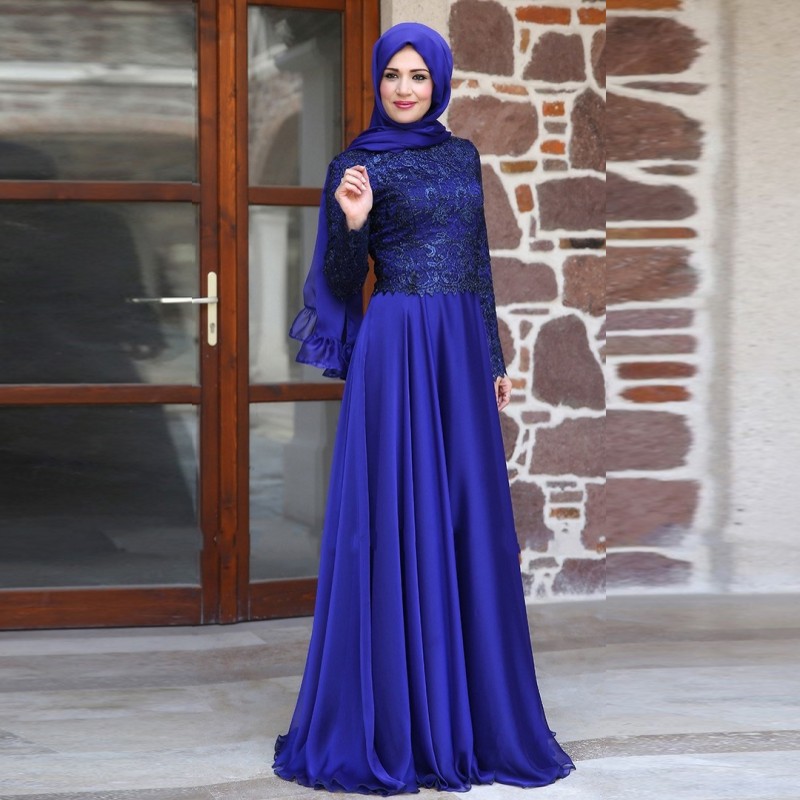 Robe manche longue bleu roi